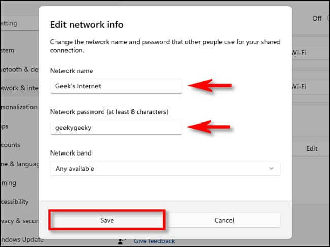 edit_network كيفية إنشاء نقطة اتصال محمولة على نظام التشغيل Windows 11