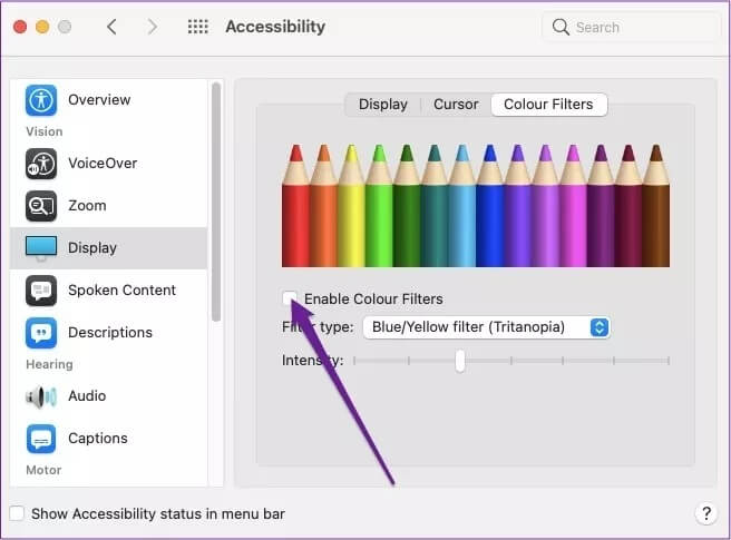 enable-color-filters-on-mac_4d470f76dc99e18ad75087b1b8410ea9 أفضل 5 تعديلات لإعدادات شاشة Mac للاستمتاع بصور أفضل