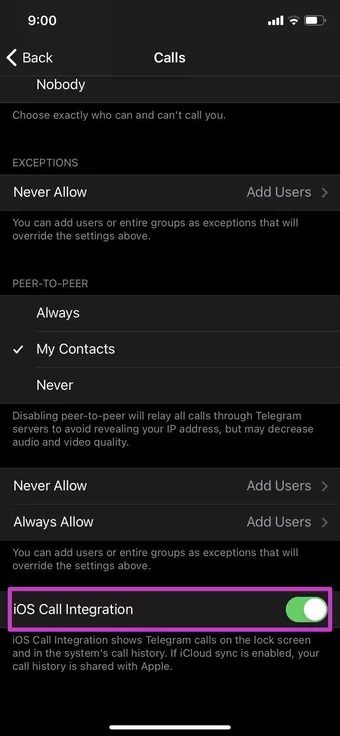 enable-iOS-call-integration_7c4a12eb7455b3a1ce1ef1cadcf29289 أفضل 10 طرق لإصلاح عدم رنين مكالمات Telegram على iPhone