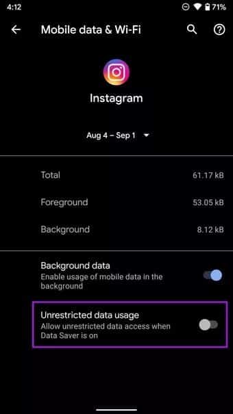 enable-unrestricted-data-usage_7c4a12eb7455b3a1ce1ef1cadcf29289 8 أفضل الطرق لإصلاح مشكلة عدم تمكن Instagram من تحديث التغذية