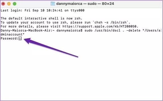 enter-password-mac-terminal_4d470f76dc99e18ad75087b1b8410ea9 كيفية إضافة أو إزالة المسؤولين على Mac