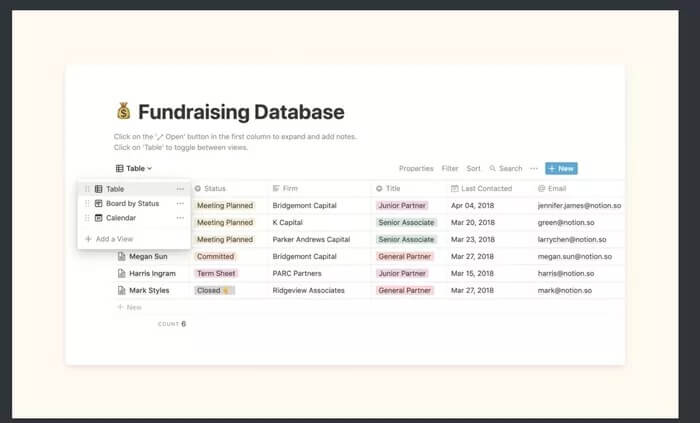 fundraising-database-template_935adec67b324b146ff212ec4c69054f أفضل 8 قوالب Notion للأعمال