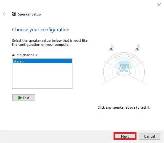 here-click-on-next-to-move-forward- إصلاح استمرار انقطاع الصوت في نظام التشغيل Windows 10