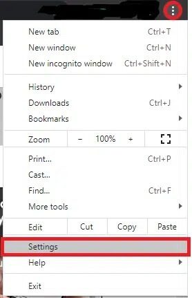 here-click-on-the-settings-option- كيفية إيقاف تشغيل إشعارات Facebook على Chrome
