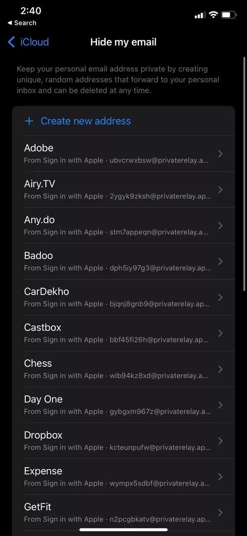 hide-my-email-menu_2021-09-15-092943_40dd5eab97016030a3870d712fd9ef0f كيفية إنشاء واستخدام عنوان بريد إلكتروني مخصص على iPhone