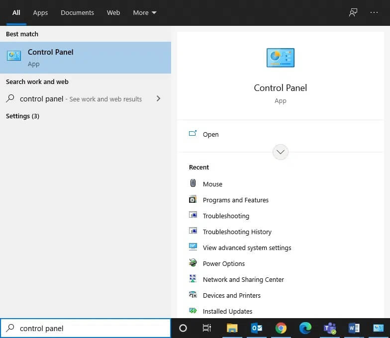 hit-your-windows-key-and-type-control-panel-in-the إصلاح عدم القدرة على التمرير بشكل صحيح من خلال عجلة الماوس