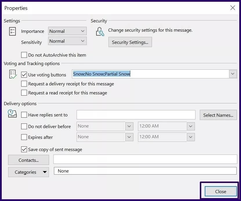 كيفية إنشاء استطلاع باستخدام أزرار التصويت في Microsoft Outlook - %categories