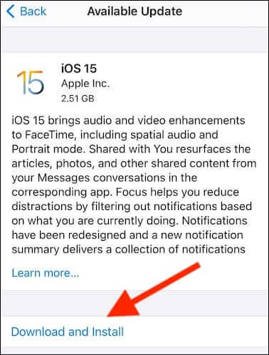 ios-15-update-available-on-iphone ما هو أحدث إصدار من iOS لأجهزة iPhone و iPadOS لأجهزة iPad؟