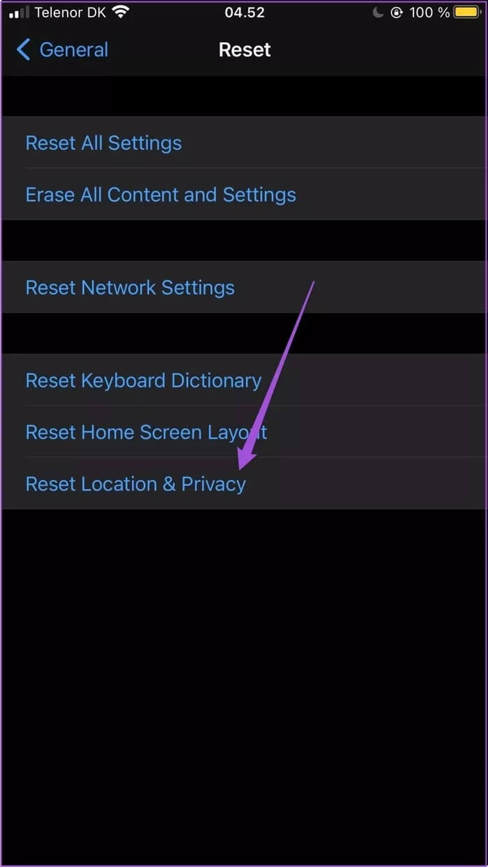 iphone-reset-location-and-privacy_935adec67b324b146ff212ec4c69054f كيفية إصلاح انقطاع اتصال iPhone بجهاز Mac