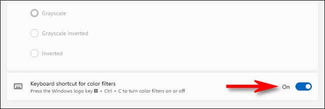 keyboard_shortcut_color_filters كيفية استخدام فلتر الألوان في Windows 11