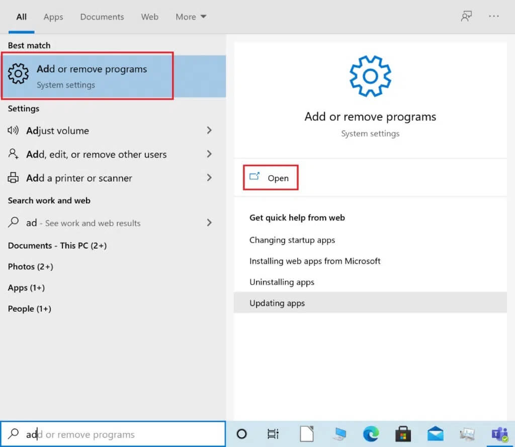 launch-add-or-remove-programs-from-windows-search-1-1024x888-1 كيفية إصلاح خطأ Hulu Token 5