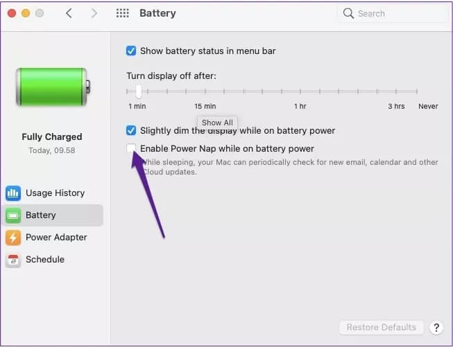 mac-enable-power-nap_4d470f76dc99e18ad75087b1b8410ea9 كيفية إصلاح استنزاف بطارية جهاز Mac بسرعة بعد إغلاق التطبيقات