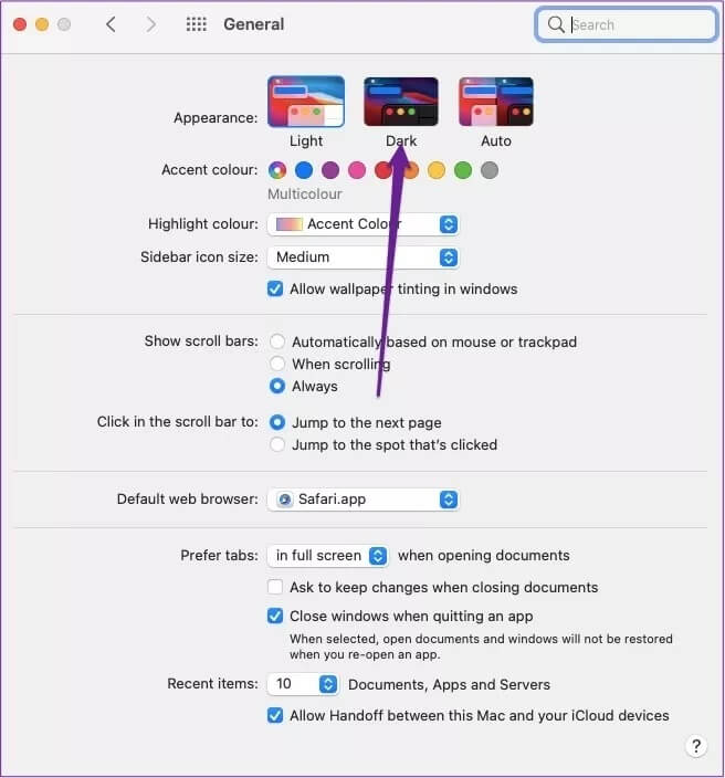 mac-general-dark-mode_4d470f76dc99e18ad75087b1b8410ea9 أفضل 5 تعديلات لإعدادات شاشة Mac للاستمتاع بصور أفضل