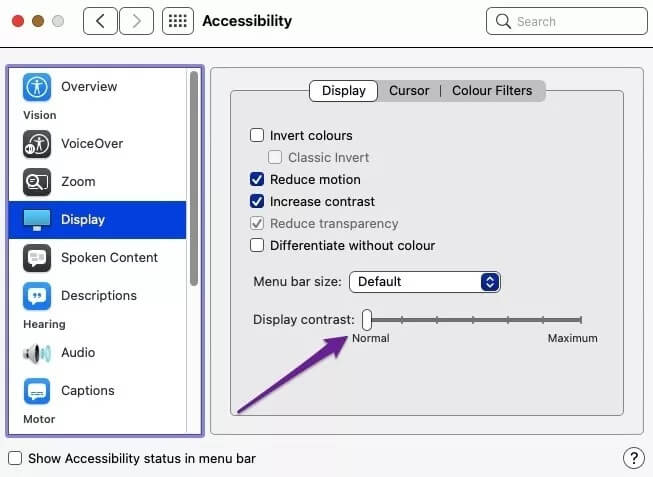 mac-increase-and-decrease-contrast-slider_4d470f76dc99e18ad75087b1b8410ea9 أفضل 5 تعديلات لإعدادات شاشة Mac للاستمتاع بصور أفضل