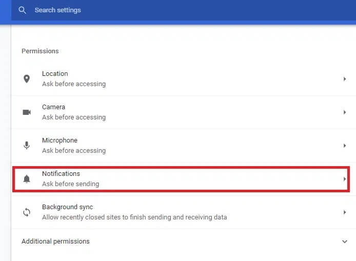 navigate-to-the-permissions-menu-and-click-on-noti كيفية إيقاف تشغيل إشعارات Facebook على Chrome