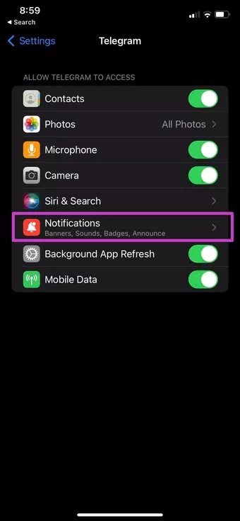 notifications-menu_7c4a12eb7455b3a1ce1ef1cadcf29289 أفضل 10 طرق لإصلاح عدم رنين مكالمات Telegram على iPhone