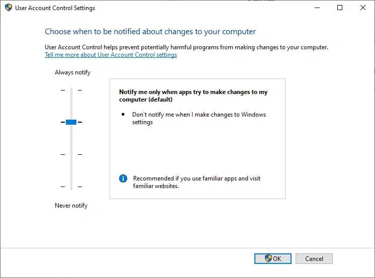 notify-me-only-when-apps-try-to-make-changes-to-my-1 كيفية تمكين التحكم في حساب المستخدم في أنظمة Windows