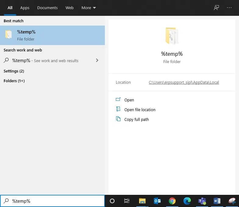 now-click-on-open-to-open-the-temporary-files- كيفية إصلاح رمز الخطأ 0x80004005