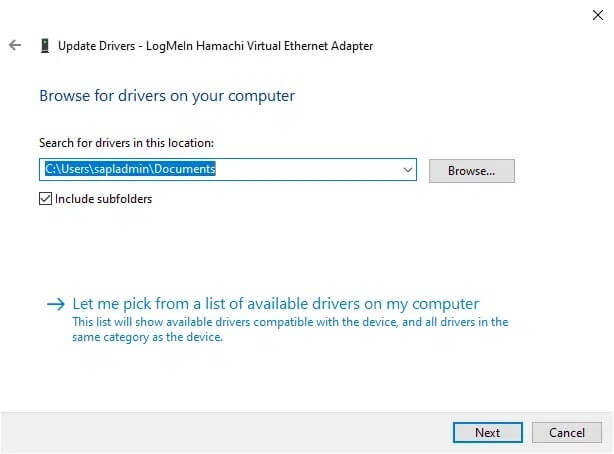 now-click-on-the-browser-button-to-choose-the-ham كيفية إصلاح مشكلة Hamachi Tunnel