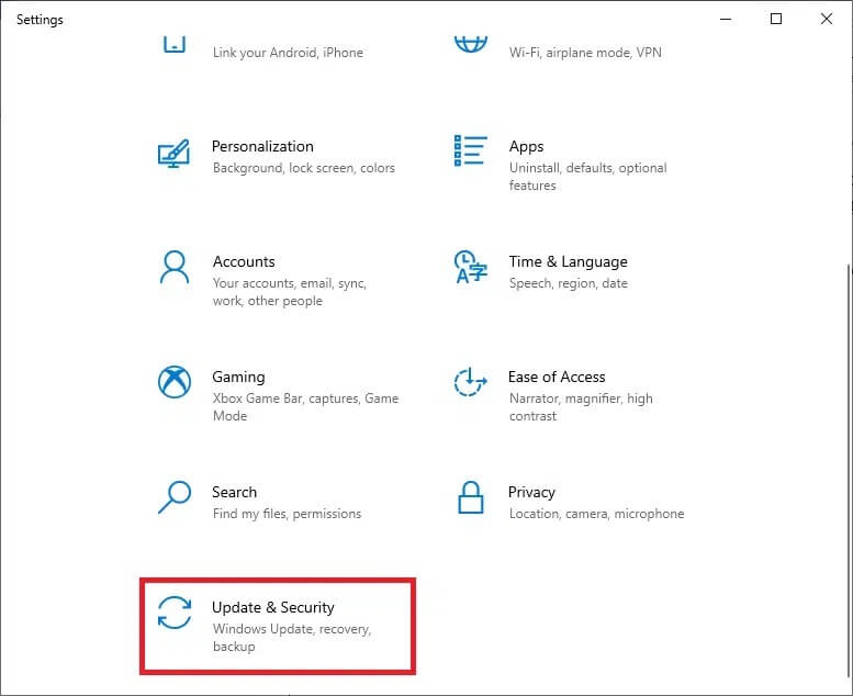 now-click-on-update-and-security-in-the-settings-wi-1 إصلاح خطأ io.netty channel Abstract Channel$Annotated ConnectException في Minecraft