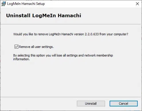 now-confirm-the-prompt-by-clicking-on-uninstall كيفية إصلاح مشكلة Hamachi Tunnel