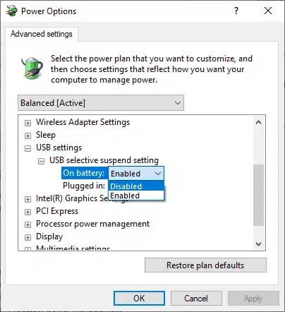 now-expand-usb-settings-and-further-expand-the-us إصلاح خطأ موارد النظام غير الكافية لإكمال API