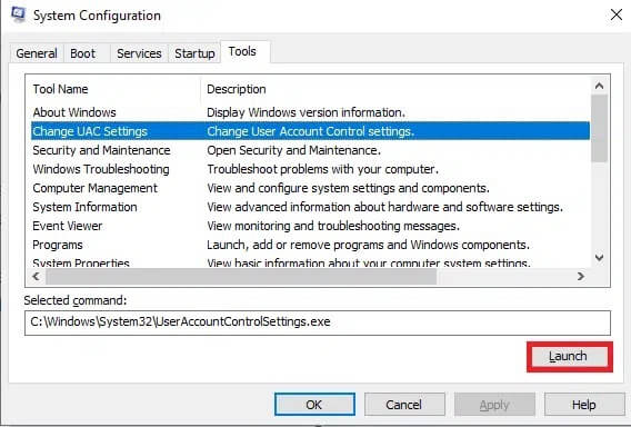 now-select-change-uac-settings-and-click-on-launc كيفية تمكين التحكم في حساب المستخدم في أنظمة Windows