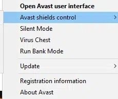 now-select-the-avast-shields-control-option-and كيفية إصلاح Steam لا يقوم بتحميل الألعاب