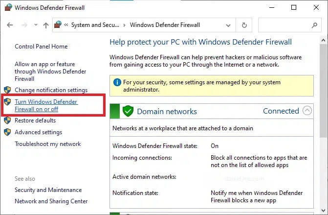 now-select-the-turn-windows-defender-firewall-on كيفية إصلاح Steam لا يقوم بتحميل الألعاب