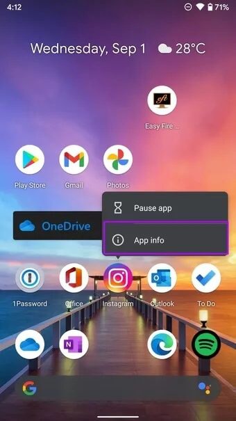 open-app-info-menu_7c4a12eb7455b3a1ce1ef1cadcf29289 8 أفضل الطرق لإصلاح مشكلة عدم تمكن Instagram من تحديث التغذية