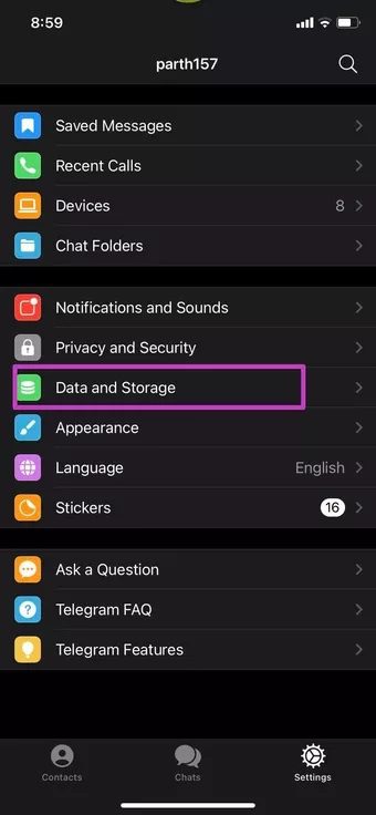 open-data-and-storage-menu_7c4a12eb7455b3a1ce1ef1cadcf29289 أفضل 10 طرق لإصلاح عدم رنين مكالمات Telegram على iPhone
