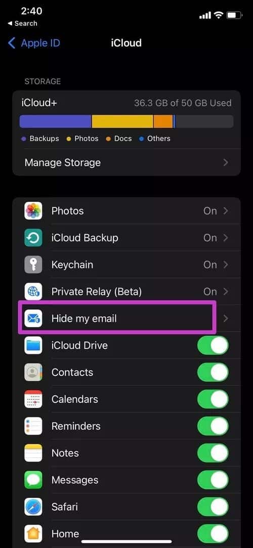 open-hide-my-email_2021-09-15-092937_40dd5eab97016030a3870d712fd9ef0f كيفية إنشاء واستخدام عنوان بريد إلكتروني مخصص على iPhone
