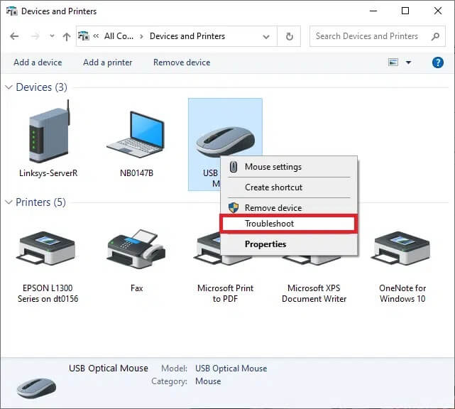 right-click-on-your-mouse-and-select-the-troublesh إصلاح عدم القدرة على التمرير بشكل صحيح من خلال عجلة الماوس