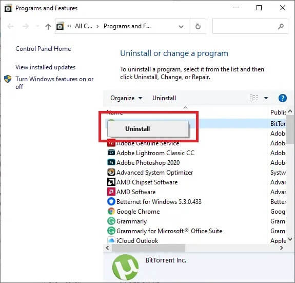 right-click-the-avast-folder-and-choose-uninstall- كيفية إصلاح Steam لا يقوم بتحميل الألعاب