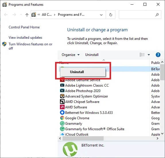 right click the avast folder and choose uninstall 1 1 - كيفية إصلاح الاستخدام العالي لوحدة المعالجة المركزية على Windows 10