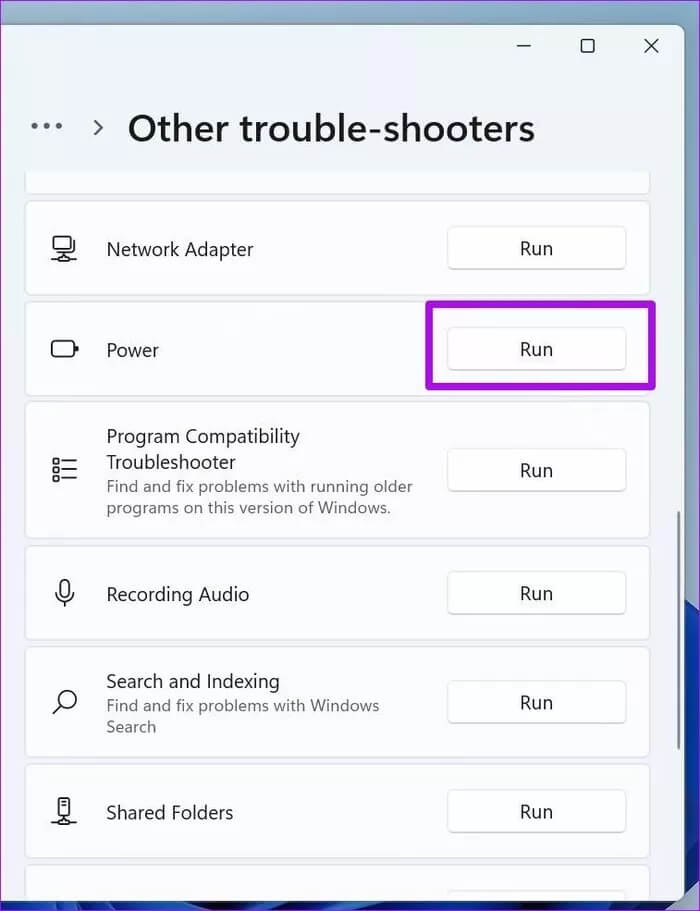 run-power-troubleshooter_935adec67b324b146ff212ec4c69054f أفضل 9 طرق لإصلاح عدم شحن الكمبيوتر المحمول الذي يعمل بنظام Windows 10