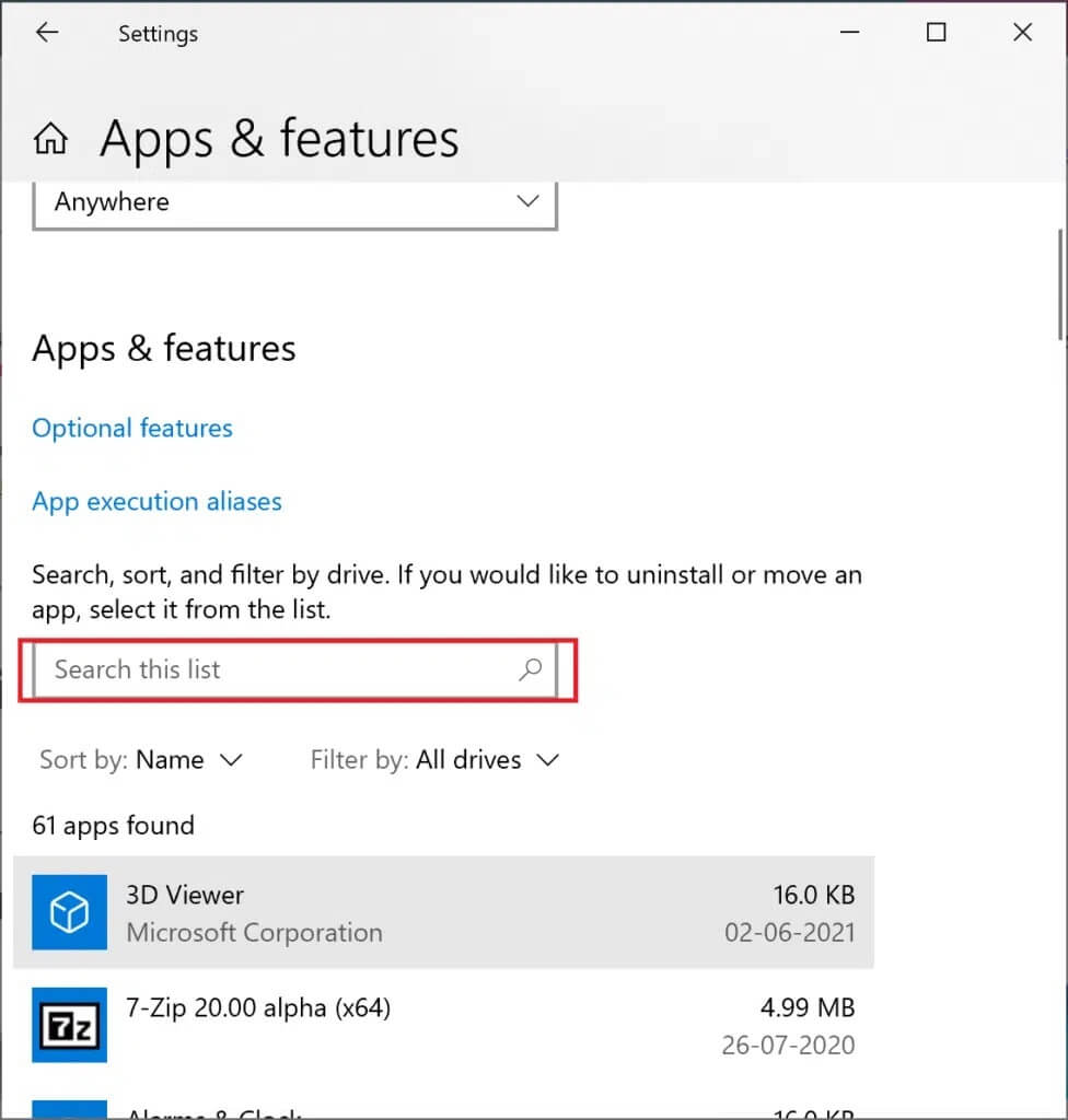 search-for-app-in-apps-and-features-windows-976x1024-1 كيفية إصلاح خطأ Hulu Token 5