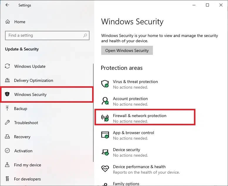 select-the-windows-security-option-from-the-left-p-1 إصلاح خطأ io.netty channel Abstract Channel$Annotated ConnectException في Minecraft