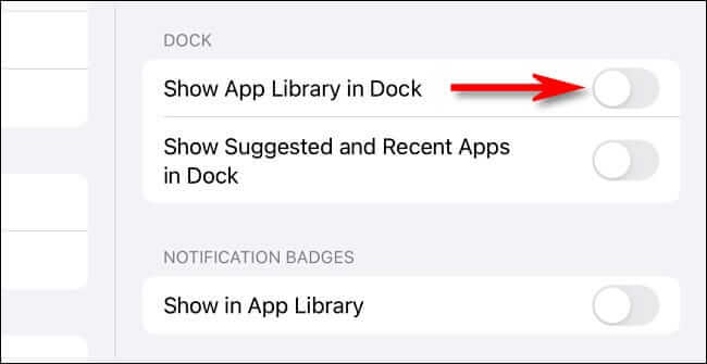 show_app_library_dock_off كيفية إخفاء مكتبة التطبيقات على iPad Dock