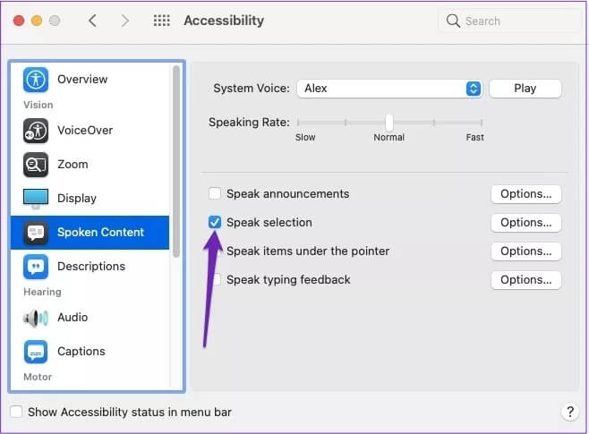 speak-selection-mac_4d470f76dc99e18ad75087b1b8410ea9 كيفية جعل جهاز Mac يقرأ المستندات ورسائل البريد الإلكتروني وصفحات الويب