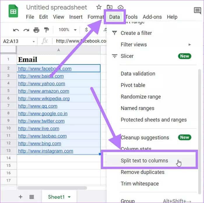 split-text-to-columns-google-sheets-url_935adec67b324b146ff212ec4c69054f كيفية استخدام نص مقسم إلى أعمدة في جداول بيانات Google