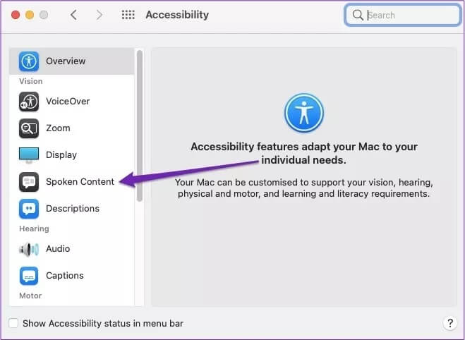 spoken-content-accessibility-mac_4d470f76dc99e18ad75087b1b8410ea9-1 كيفية جعل جهاز Mac يقرأ المستندات ورسائل البريد الإلكتروني وصفحات الويب