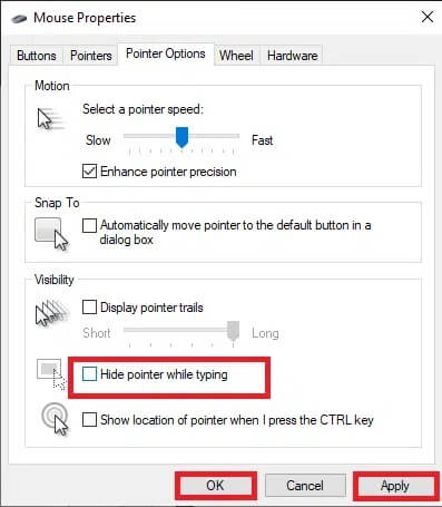 switch-to-the-pointer-options-tab-and-uncheck-the إصلاح عدم القدرة على التمرير بشكل صحيح من خلال عجلة الماوس