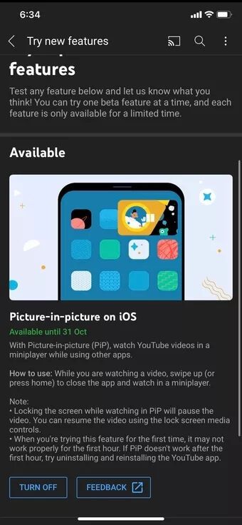 أفضل 6 طرق لإصلاح ميزة YouTube صورة داخل صورة على iPhone - %d9%8eapplication try new features in youtube 7c4a12eb7455b3a1ce1ef1cadcf29289 - أفضل 6 طرق لإصلاح ميزة YouTube صورة داخل صورة على iPhone