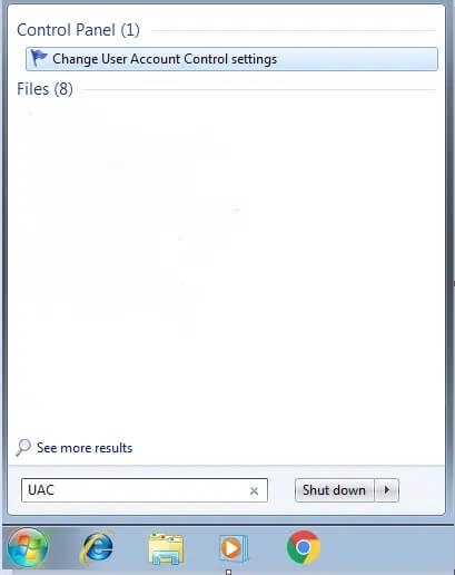 type-uac-in-the-windows-search-box- كيفية تمكين التحكم في حساب المستخدم في أنظمة Windows