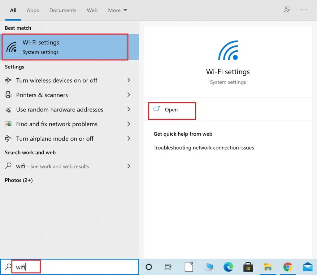 type-wi-fi-in-the-windows-search-bar-launch-wi-fi-1024x888-1 إصلاح عدم عمل Miracast على Windows 10
