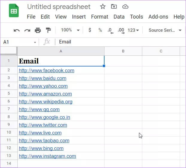 url-list-google-sheets_4d470f76dc99e18ad75087b1b8410ea9 كيفية استخدام نص مقسم إلى أعمدة في جداول بيانات Google