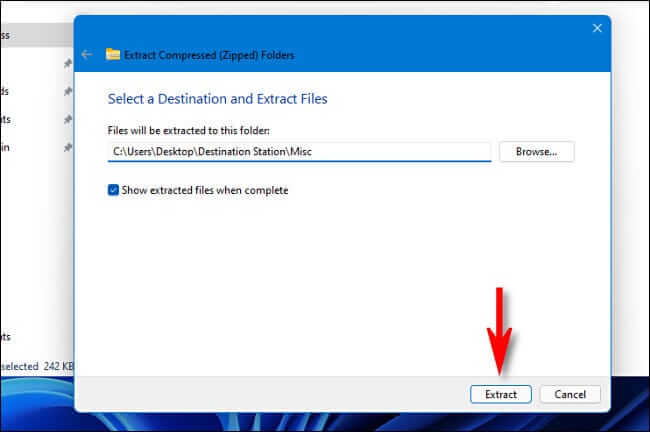 win11_click_extract كيفية ضغط الملفات وفك ضغطها على Windows 11