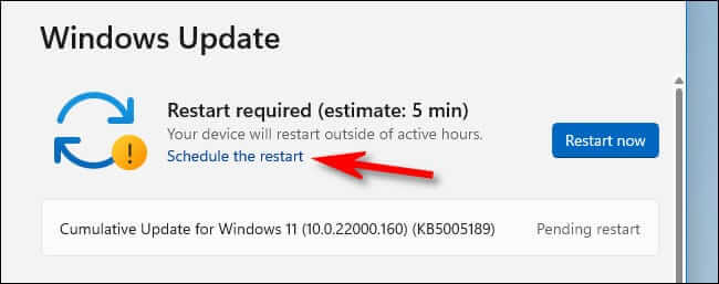 win11_click_schedule_the_restart كيفية جدولة إعادة تشغيل Windows Update على Windows 11