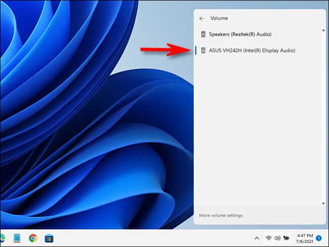 win11_manage_audio_taskbar كيفية اختيار مكبرات الصوت لإخراج الصوت في Windows 11